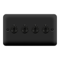 Click Deco Plus DPMB424 10AX 4-Gang 2-Way Toggle Plate Switch - Matt Black