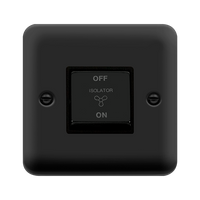 Click Deco Plus DPMB520BK 10A Ingot 3 Pole Fan Isolation Plate Switch - Matt Black (Black)