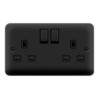 Click Deco Plus DPMB536BK 13A Ingot 2G DP Switched Socket - Matt Black (Black)