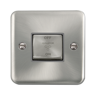 Click Deco Plus DPSC520GY 10A Ingot 3 Pole Fan Isolation Plate Switch - Satin Chrome (Grey)