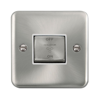 Click Deco Plus DPSC520WH 10A Ingot 3 Pole Fan Isolation Plate Switch - Satin Chrome (White)