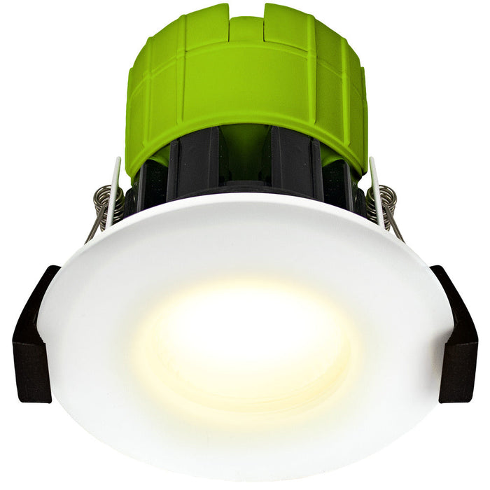 Luceco EFT60W30 FType Fixed 6W Warm White 3000K IP65 Dimmable Fire Rated Downlight - White - westbasedirect.com