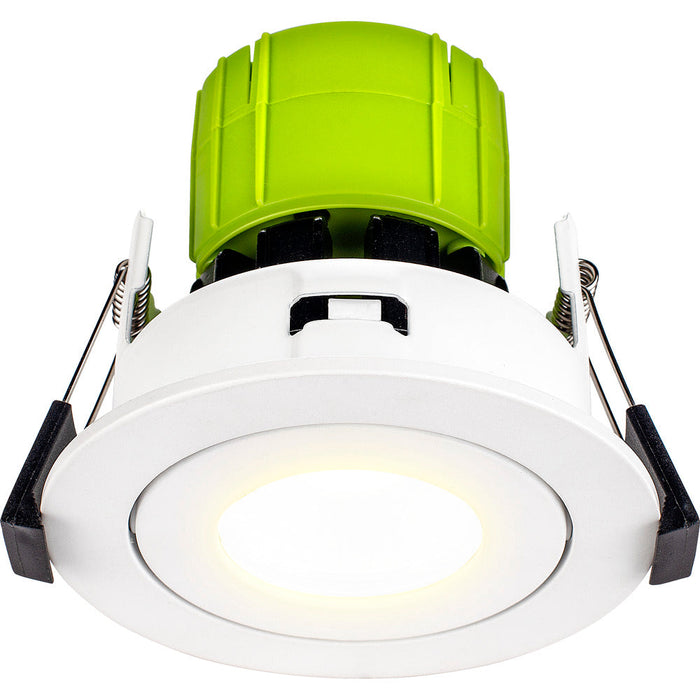 Luceco EFTA60W30 FType Adjustable 6W Dimmable Warm White 3000K IP20 Fire Rated LED Downlight - White - westbasedirect.com