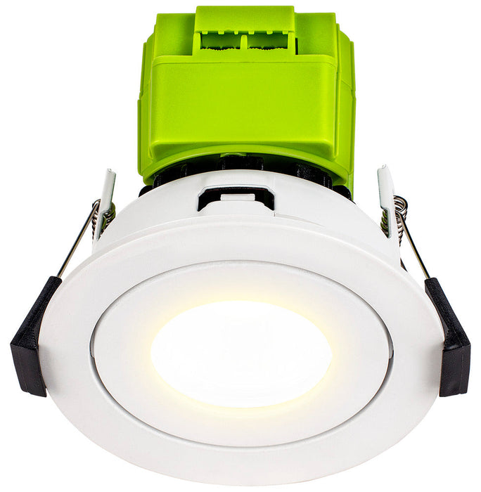 Luceco EFTA60W30 FType Adjustable 6W Dimmable Warm White 3000K IP20 Fire Rated LED Downlight - White - westbasedirect.com