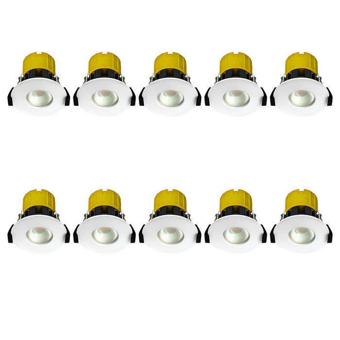 Luceco EFTD2W FType Dim2Warm 6W IP65 Fire Rated Downlight - White (10 Pack) - westbasedirect.com