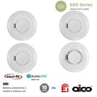 Aico 3x Ei650i Optical Smoke & 1x Ei630i Heat Alarm Kit Battery Powered with 10 Year Sealed-In Lithium Battery