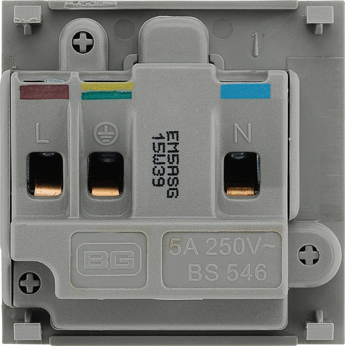 BG EM5ASG Euro Module 5A Round Pin Unswitched Socket - Grey - westbasedirect.com