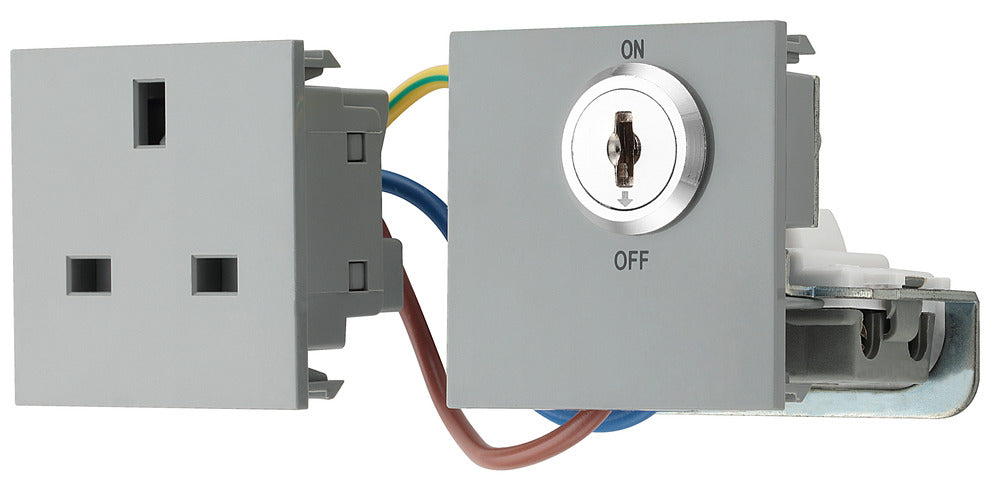 BG EMKYSWSG Euro Module 13A DP Key Controlled Switched Socket - Grey - westbasedirect.com