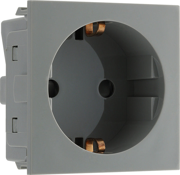 BG EMSCHSG Euro Module 16A Schuko Unswitched Socket - Grey - westbasedirect.com