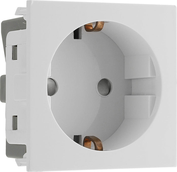 BG EMSCHSW Euro Module 16A Schuko Unswitched Socket - White - westbasedirect.com