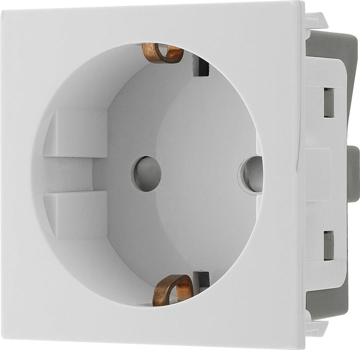 BG EMSCHSW Euro Module 16A Schuko Unswitched Socket - White - westbasedirect.com