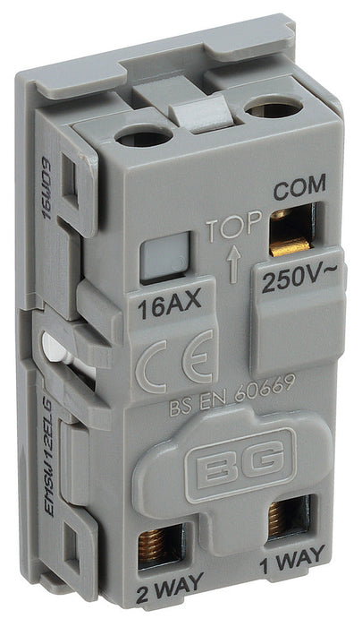 BG EMSW12ELG Euro Module 20AX 2-Way Key Switch - Grey (Emergency lighting test) - westbasedirect.com