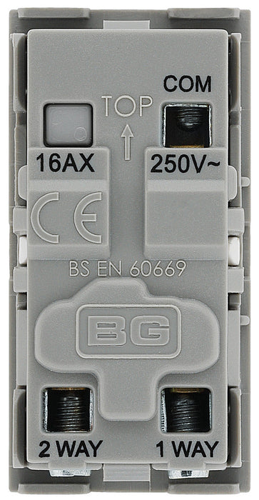 BG EMSW12ELG Euro Module 20AX 2-Way Key Switch - Grey (Emergency lighting test) - westbasedirect.com