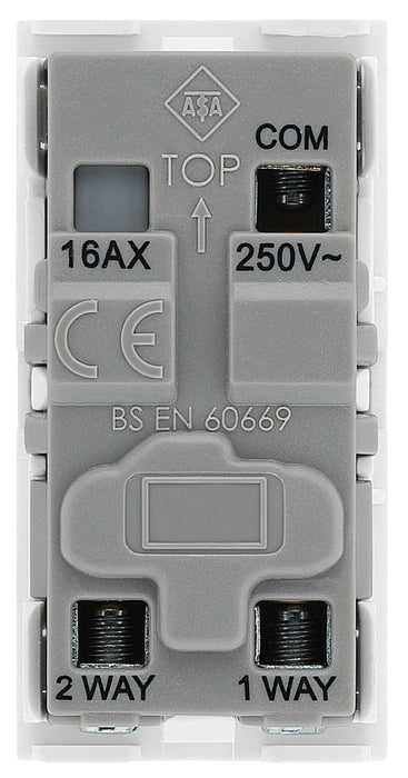 BG EMSW12ELW Euro Module 20AX 2-Way Key Switch - White (Emergency lighting test) - westbasedirect.com