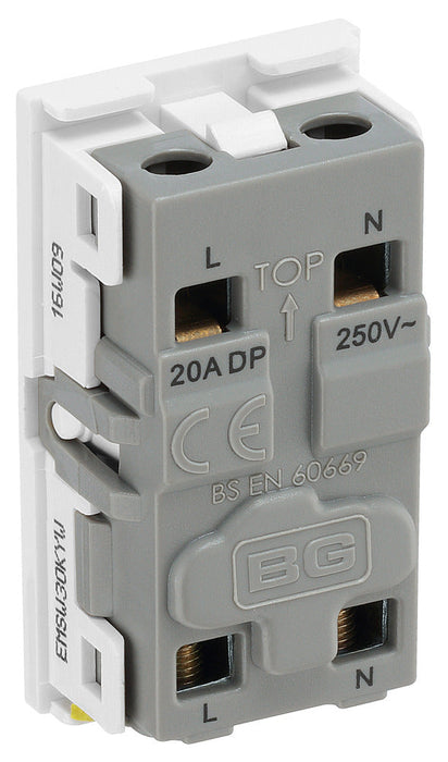 BG EMSW30KYW Euro Module 20A DP Key Switch - White - westbasedirect.com