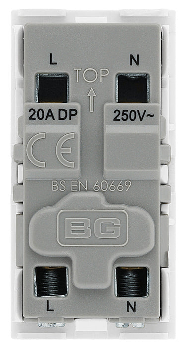 BG EMSW30KYW Euro Module 20A DP Key Switch - White - westbasedirect.com