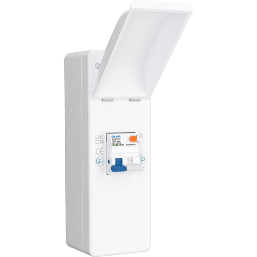 LIVE Electrical EMU2-R 2 Way IP40 Metal EV Charging Unit with 40A Type A DP RCBO C Curve - westbasedirect.com