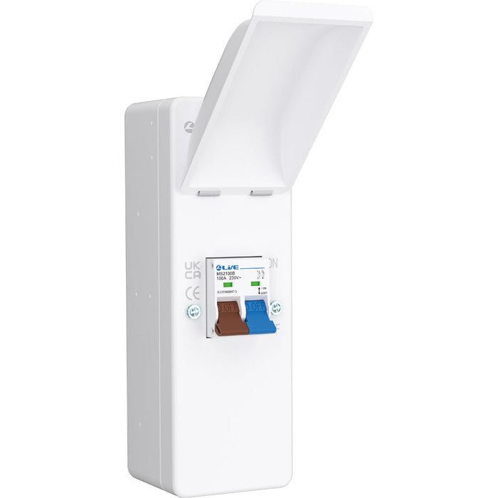 LIVE Electrical EMU2M 2 Way IP40 Metal EV Charging Unit with DP 100A Main Switch - westbasedirect.com
