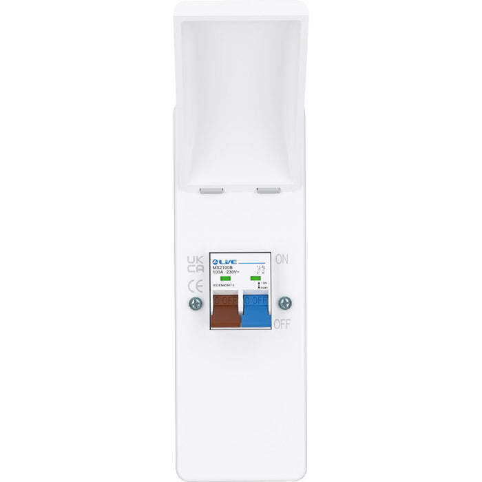 LIVE Electrical EMU2M 2 Way IP40 Metal EV Charging Unit with DP 100A Main Switch - westbasedirect.com