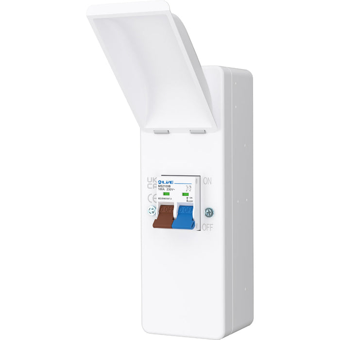 LIVE Electrical EMU2M 2 Way IP40 Metal EV Charging Unit with DP 100A Main Switch - westbasedirect.com