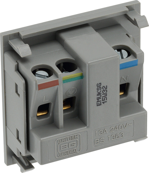 BG EMUKSG Euro Module 13A UK Unswitched Socket - Grey - westbasedirect.com