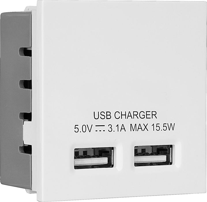 BG EMUSB3W Euro Module 3.1A USB Charger - White - westbasedirect.com