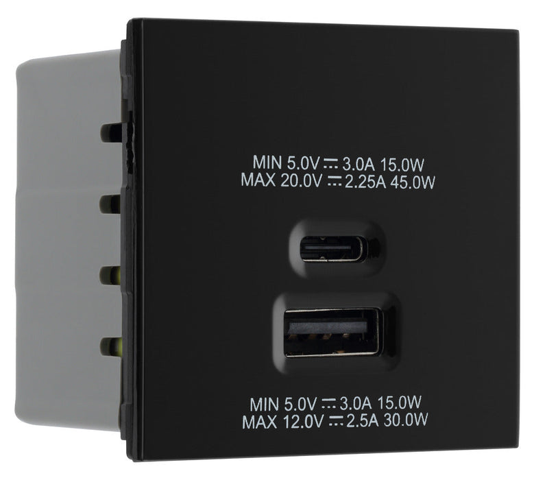 BG EMUSBAC45B Euro Module 2 Port A & C 45 USB Charging Module - Black - westbasedirect.com