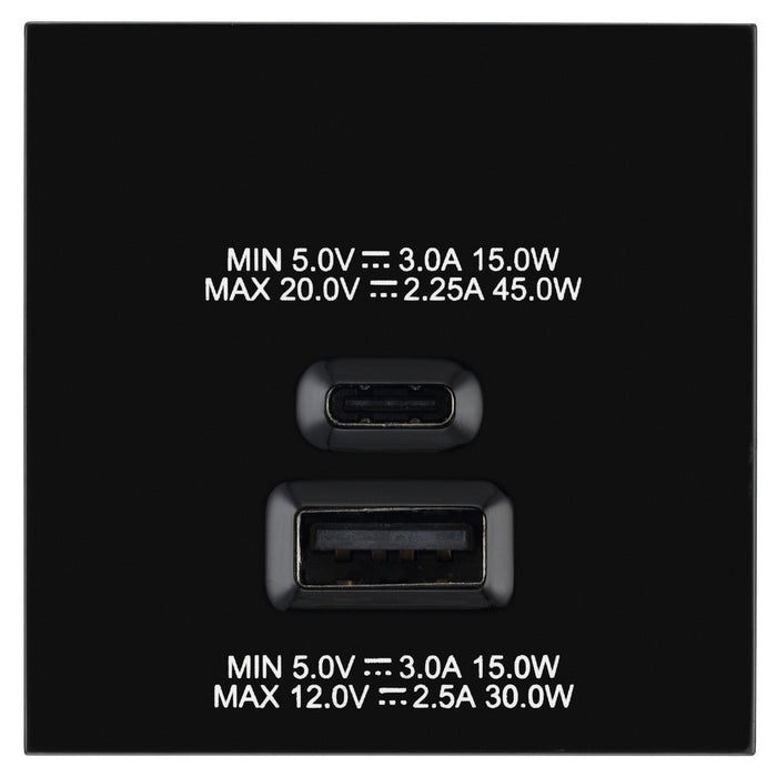 BG EMUSBAC45B Euro Module 2 Port A & C 45 USB Charging Module - Black - westbasedirect.com