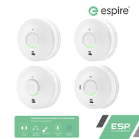 ESP Espire Mains Powered ES1SLV 2x Optical Smoke Alarm, ES1HLV Heat Alarm & ES1CLV Carbon Monoxide Alarm with a 10 Year Lithium Battery
