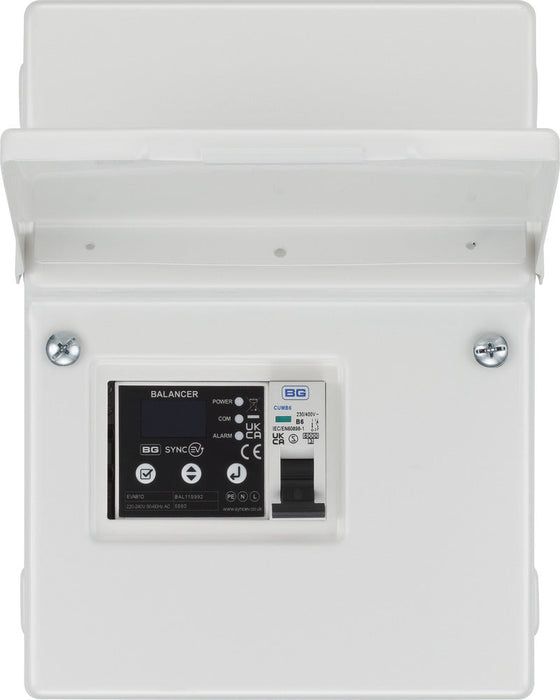 BG SyncEV EVAB1ESP120 Balancer EV Load Management CT Hub Single Phase in IP20 Enclosure 6A MCB + 1x120A CT - westbasedirect.com