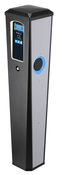 BG SyncEV EVPCFSM211NBGR Pro Charger Floor Mount Dual Socket Outlet Three Phase 2X 11kW Integrated MID Meter 4G - westbasedirect.com