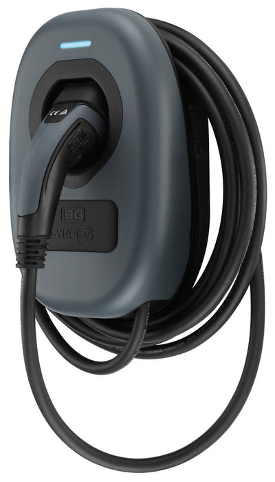 BG SyncEV EVWC2T7GG EV Wall Charger 7.4kW Single Phase Type 2 Tethered Wi-Fi + 4G*, 7.5m cable (incl. CT clamp) - westbasedirect.com
