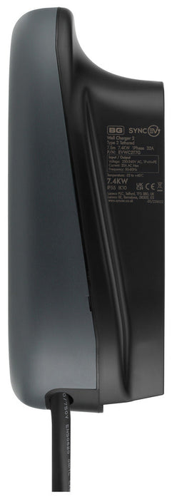 BG SyncEV EVWC2T7GG EV Wall Charger 7.4kW Single Phase Type 2 Tethered Wi-Fi + 4G*, 7.5m cable (incl. CT clamp) - westbasedirect.com