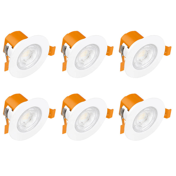Enlite FD1/CS 230V 6W LED IP65 Fixed Dimmable CCT Fire Rated Downlight White 3000K/4000K/6500K (6 Pack)