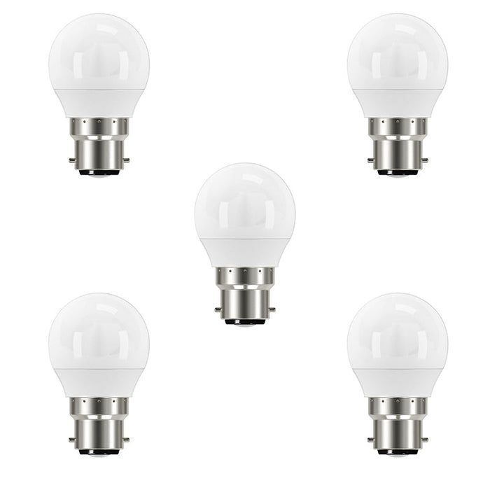 Eveready S13602 B22 BC Golf LED Bulb Opal 4.9W 470lm Warm White 3000K (5 Pack) - westbasedirect.com