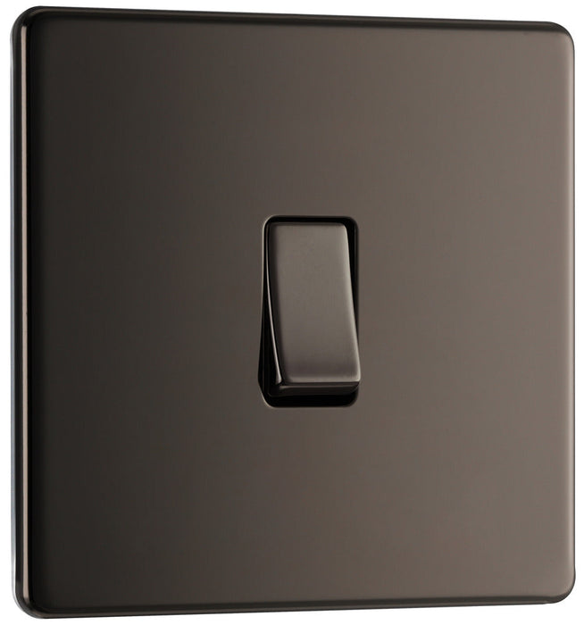 BG FBN12 Flatplate Screwless Single Light Switch 10A - Black Nickel - westbasedirect.com