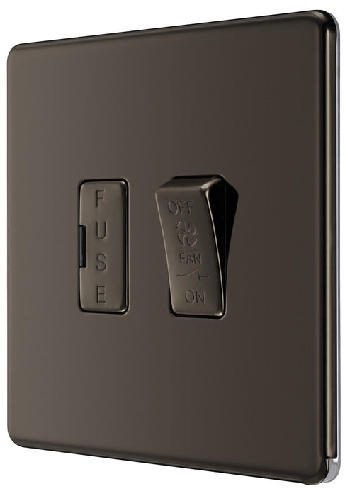 BG FBN15F Flatplate Screwless Triple Pole Fused Fan Isolator Switch 10A - Black Nickel - westbasedirect.com