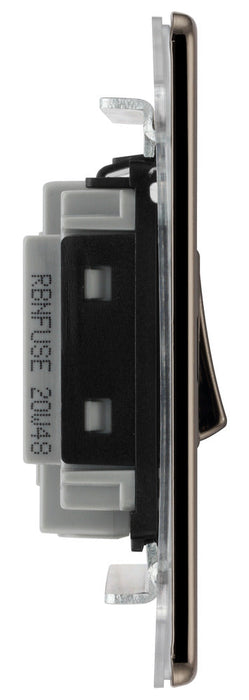 BG FBN15F Flatplate Screwless Triple Pole Fused Fan Isolator Switch 10A - Black Nickel - westbasedirect.com
