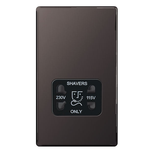 BG FBN20B Flatplate Screwless Dual Voltage Shaver Socket/Black - Black Nickel - westbasedirect.com