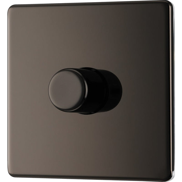 BG FBN81 Flatplate Screwless 2-Way Single Trailing Edge Dimmer Push On/Off - Black Nickel - westbasedirect.com