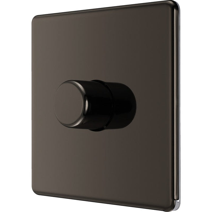 BG FBN81 Flatplate Screwless 2-Way Single Trailing Edge Dimmer Push On/Off - Black Nickel - westbasedirect.com