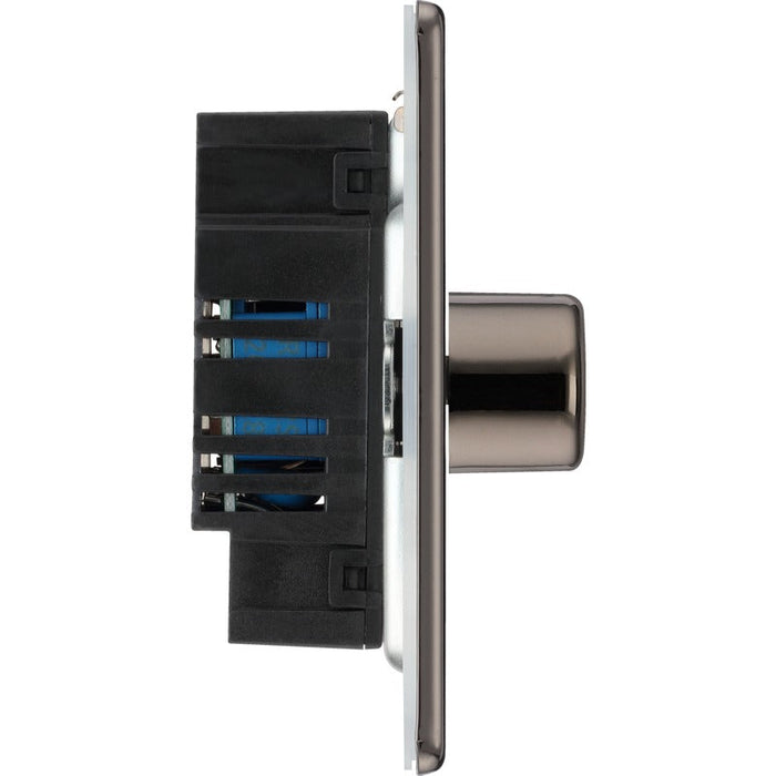 BG FBN81 Flatplate Screwless 2-Way Single Trailing Edge Dimmer Push On/Off - Black Nickel - westbasedirect.com