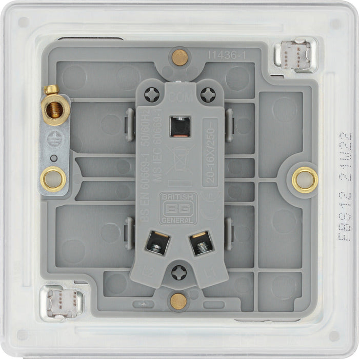 BG FBS12 Flatplate Screwless Single Light Switch 10A - Brushed Steel (5 Pack) - westbasedirect.com