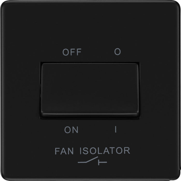 BG FFB15 Flatplate Screwless Fan Isolator Switch TP 10A - Matt Black - westbasedirect.com