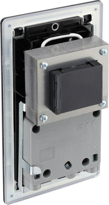 BG FFB20B Flatplate Screwless Dual Voltage Shaver Socket - Black Insert - Matt Black - westbasedirect.com