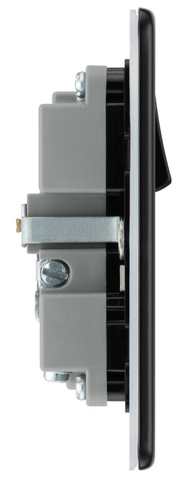 BG FFB21UAC18B Flatplate Screwless 13A Single Switched Power Socket + USB A+C (18W) - Matt Black + Black Insert - westbasedirect.com