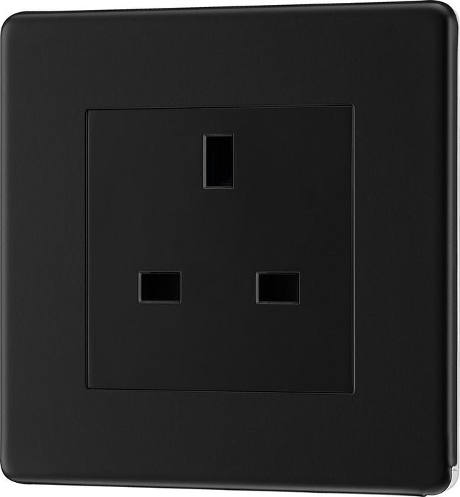 BG FFB23B Flatplate Screwless 1G 13A Unswitched Socket - Black Insert - Matt Black - westbasedirect.com