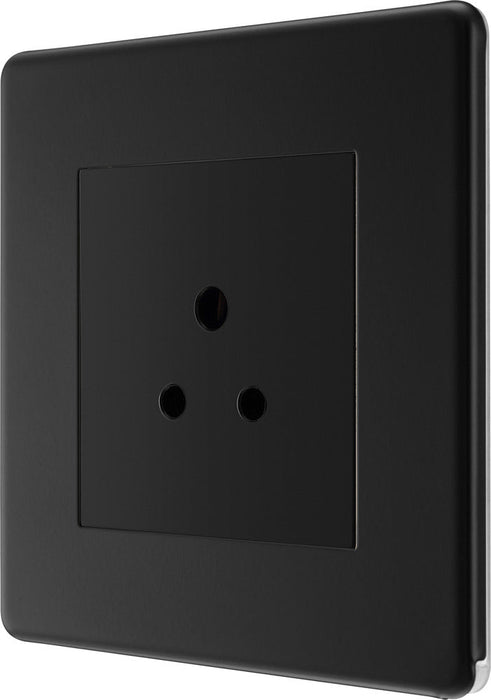 BG FFB28B Flatplate Screwless Unswitched Round Pin Socket 2A - Black Insert - Matt Black - westbasedirect.com