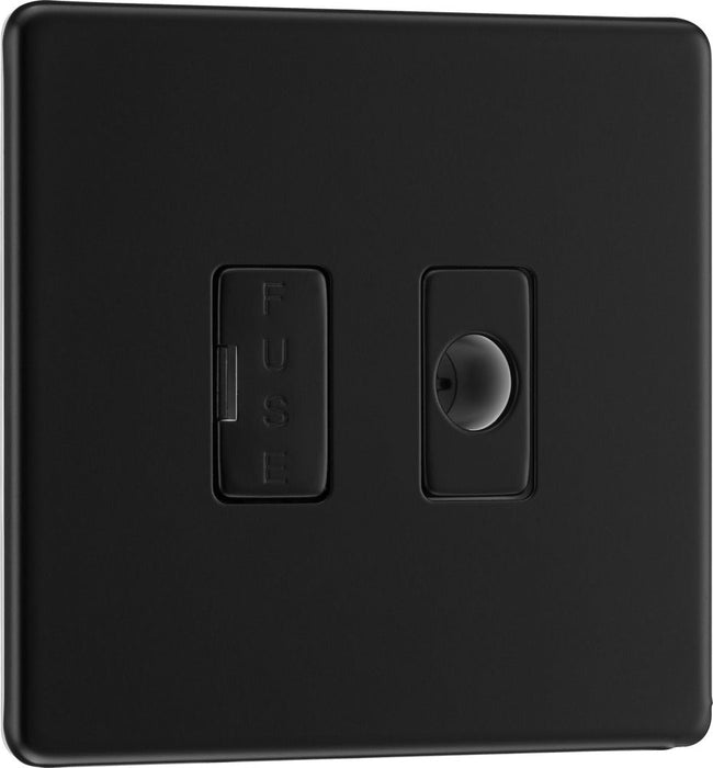 BG FFB55 Flatplate Screwless Unswitched 13A Fused Connection Unit + Cable Outlet - Matt Black - westbasedirect.com