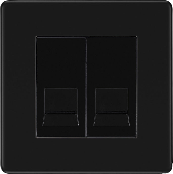 BG FFBBTM2 Flatplate Screwless Double Master Telephone Socket - Matt Black - westbasedirect.com